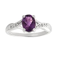925 Sterling Silver Natural African Amethyst Birthstone Gemstone Silver Jewelry Gift For Wedding Anniversary Woman'S Ring