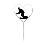 Sports Skiing Ski Board Player Toothpick Flags Heart Lable Cupcake Picks