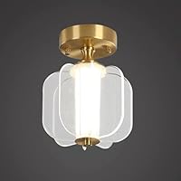 8W LED Ceiling Lamp Creative Single Head Aisle Ceiling Light, Brass + Glass Ceiling Light Surface Mounted Indoor Lighting Fixtures Ceiling Lights for Entrance Hallway Porch