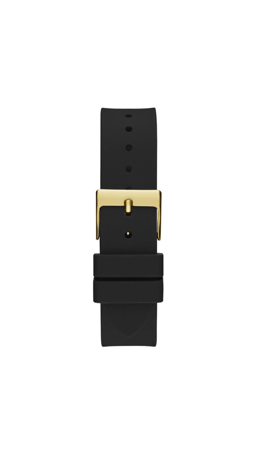 GUESS Gold-Tone and Black Silicone Multifunction Watch