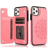 Designed for iPhone 11 pro max Wallet Case with Credit Card Holder, Leather Kickstand Card Slot,Durable Shockproof Cover for iPhone 11 pro max 6.5 Inch(Pink)