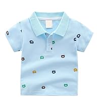 Fashion Polo T-Shirt for Boys Cartoon Pattern 2-6 Years Summer Kids Tops Baby Polo Kids Shirts, (as1, Age, 2_Years, Light Blue)