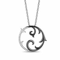 Villains Maleficent 0.50 Ct Round CZ Thorn Necklace Pendant 18” 925 Sterling Silver 14k White Gold Finish