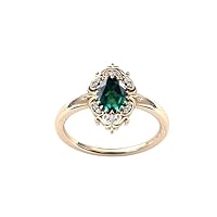 Antique Emerald Engagement Ring 14k Gold Emerald Wedding Ring Oval Cut Emerald 1 CT Art Deco Wedding Rings Vintage Filigree Bridal Ring For Women