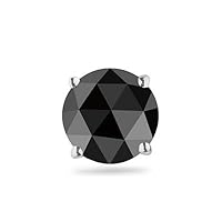 Round Rose Cut Black Diamond Men's Stud Earrings AA Quality in 18K White Gold Available in Small to Large Sizes