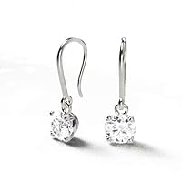 Crecida 2.25 Carat (ctw) 14 K White Gold Round Cut Lab-Grown White Diamond wire back Earring with VS1-VS2-GH