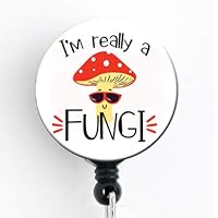 I'm Really a Fungi - Retractable Badge Reel with Swivel Clip and Extra-Long 34 inch Cord - Badge Holder/Murse/Male Nurse/RN/Funny Badge/Mushroom