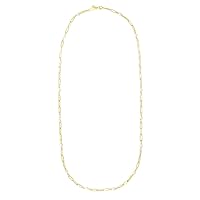 14k Yellow Gold Paperclip Necklace With 4.5 5mm Freshwater Pearl Stations. 3.2mm Chain width 2 Jewelry for Women
