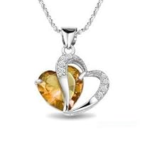 925 Sterling Silver Heart Pendant Charm Crystal and Jewellery 18 Inch Chain Necklace