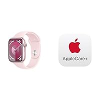 Apple Watch Series 9 [GPS 45mm] Smartwatch with Pink Aluminum Case with Light Pink Sport Band M/L, Water Resistant with AppleCare+ (2 Years)