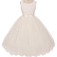 Flower Embroidery Tulle Layers First Communion Flower Girl Dress Size 4-14
