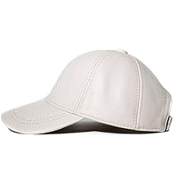 Leather Cap for Men Women Genue Lambskin Leather Winter Hat White
