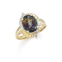 14k Yellow Gold Mystic Topaz Diamonds Ring Size 7.0 Jewelry Gifts for Women