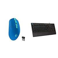 Logitech G305 Lightspeed Wireless Gaming Mouse, 250h Battery Life, On-Board Memory, PC/Mac - Blue Logitech G213 Prodigy Gaming Keyboard, LIGHTSYNC RGB Backlit Keys, Dedicated Multi-Media Keys – Black