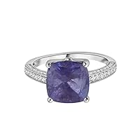 925 Sterling Silver 1.30 CTW Cushion Cut Cocktail Multi Gemstone Solitaire Accents Ring