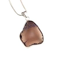 925 Sterling Silver Genuine Slice Agate Gemstone Large Pendant With Chain Jewelry Birthday Gift Jewelry