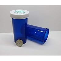Plastic Prescription Cobalt Blue Vials/Bottles 100 Pack w/Caps Giant 40 Dram Size-Pharmaceutical Grade-The Ones We Sell to Pharmacies, Hospitals, Physicians, Labs
