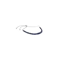 Natural Blue Sapphire Beads Sterling Silver Slider Bracelet 10 Inch, Adjustable Bracelet, Jewelry For Girls & Women
