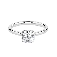 Kiara Gems 1.80 CT Asscher Moissanite Engagement Ring Colorless Wedding Bridal Solitaire Halo Bazel Style Solid Sterling Silver 10K 14K 18K Solid Gold Promise Ring Gift
