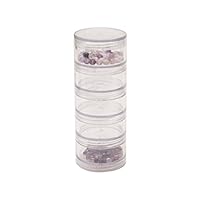 5 Large Round Stacked Storage Set Jars Stone Small Parts Beading Jewelry Making Findings Stackable Organizer Containers
