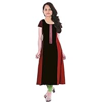 Women's Dress Embroidered Solid Plain Print Tunic Wedding Wear Kurti red Black Maxi Gown Plus Size