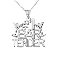 BARTENDER PENDANT NECKLACE IN WHITE GOLD - Gold Purity:: 14K, Pendant/Necklace Option: Pendant With 20
