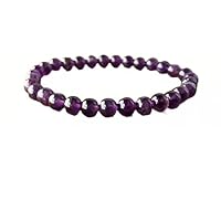 Unisex gem amethyst8mm round smooth beads stretchable 7 inch bracelet for men,women-Healing, Meditation,Prosperity,Good Luck Bracelet #Code - stbr-02859