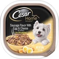 6 Individual Trays of Cesar Home Delights Sausage Flavor with Egg and Cheese Wet Dog Food, Trays, 3.5 Oz ea