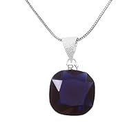 925 Sterling Silver Genuine sapphire Pendant With 20inch Chain Jewelry Handmade Pendant