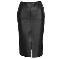 Decrum Real Leather Skirts for Women - Trendy Casual Womens Black Skirt Fashionable