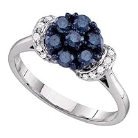 Mediterranean Blue Diamonds® 10K White Gold Blue Diamond Flower Ring 5/8 Ctw.