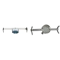 Westinghouse Lighting 0110000 Saf-T-Brace for Ceiling Fans, 3 Teeth, Twist and Lock,Silver(Pack of 1) & Hubbell Raco 936 4 in. Round Retro-Brace Ceiling Fan-Rated Support, 4 in, Gray