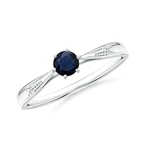 Blue Sapphire CZ Diamond Solitaire Ring 925 Sterling Silver September Birthstone Gemstone Jewelry Wedding Engagement Women Birthday Gift