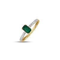 925 Sterling Silver Natural Emerald Gemstone Gold Plated Silver Women Ring