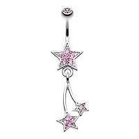 WildKlass Jewelry Sparkle Stars 316L Surgical Steel Belly Button Ring