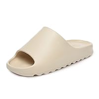 Cloud Slides for Women and Men, Thick Quick Drying Soft Pillow Slippers Slides EVA Non-Slip Shower Shoes, Slide Sandal Indoor & Outdoor Open Toe Slippers for Women and Man Beige-43