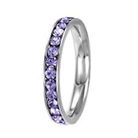 (Alexandrite) 316L Stainless Steel Stackable Birthstone Eternity Ring 3MM Comfort Band (6)