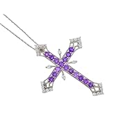 RKGEMSS Natural Amethyst Cross Pendant, 925 Solid Silver Necklace, Holy Cross Pendant, Designer Pendant, Gift For Her, Fine Amethyst Jewelry, Gift For Her.