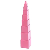 Montessori Kids Wood Math Toy Pink Tower Solid Wood Cube 0.7-7CM Early Preschool Educational Toys Christmas Children Day Gifts