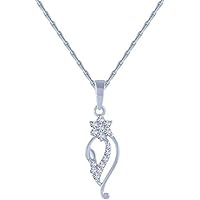 0.10 CT Round Cut Created Diamond Flower Pendant Necklace 14k White Gold Over