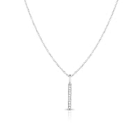 14k Gold White Pendant 0.06ct White Diamond 14kt Gold White 0.8mm Cable Chain Necklace 18 Inch Jewelry Gifts for Women
