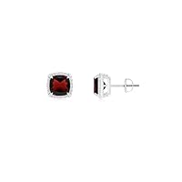 Garnet Cushion 6.00mm Earrings Studs | Gift For Women & Girls | Classic and Iconic | This pair is an absolute must-have in every woman's jewelry box.