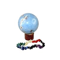 Jet Gemstone Angelite Ball Approx 40-50mm Ball Magic Fortune Teller Himalayan Rock Crystal Stone Massage Ball Free Crystal Therapy Booklet (Angelite)