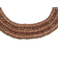Kenya Copper Heishi Beads - Full Strand of 3mm African Metal Disk Spacers - The Bead Chest