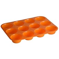 Muffin Cup 12 Cavity Silicone Cake Molds Cookies Cupcake Baking Accessories Mold Kitchen Cake Mold Chocolate Mold (Color : Orange)