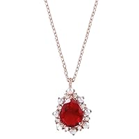 Elegant Princess Wedding Ruby Pendant Necklace Fashion Rose Gold Clavicle Chain Versatile Jewelry Stylish & Trendy
