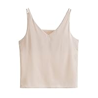 Tanks for Women Tank Tops V Neck Silk Satin Blouse Sleeveless Basic Camisole Ladies Summer Sexy Soild Color Shirts