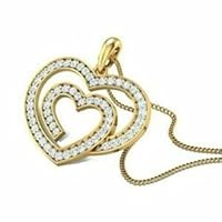 1.00Ct Round Diamond Valentine Day Twist Love Heart Pendant 14K Yellow Gold Plated