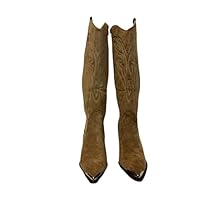 POINTED, WESTERN KNEE BOOTS, METALLIC TOE DETAIL