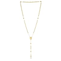 14k Yellow Gold Lariat Rosary Necklace With Lobster Clasp 20 Inch Jewelry for Women